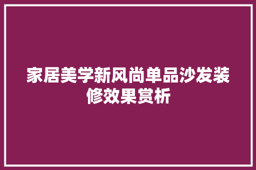 家居美学新风尚单品沙发装修效果赏析
