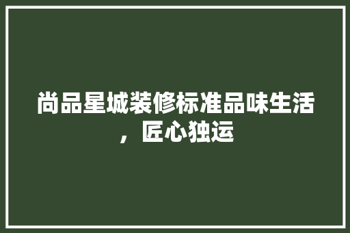 尚品星城装修标准品味生活，匠心独运