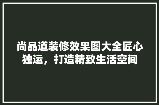 尚品道装修效果图大全匠心独运，打造精致生活空间