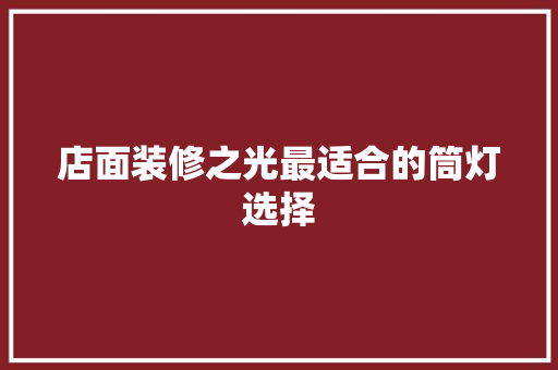 店面装修之光最适合的筒灯选择