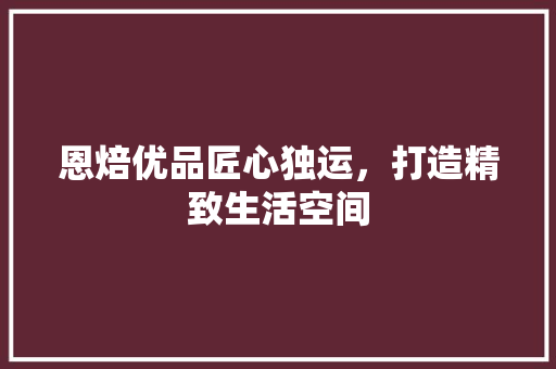 恩焙优品匠心独运，打造精致生活空间