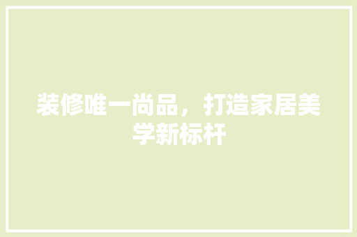 装修唯一尚品，打造家居美学新标杆