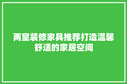 两室装修家具推荐打造温馨舒适的家居空间