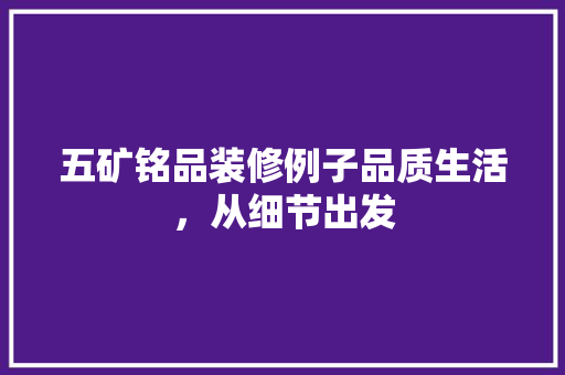 五矿铭品装修例子品质生活，从细节出发