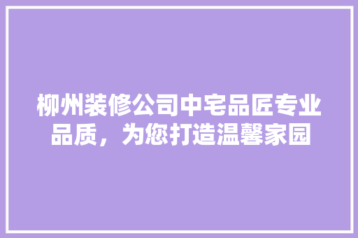 柳州装修公司中宅品匠专业品质，为您打造温馨家园