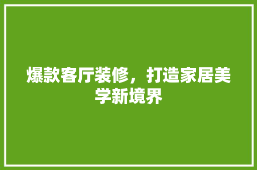 爆款客厅装修，打造家居美学新境界