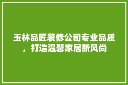 玉林品匠装修公司专业品质，打造温馨家居新风尚