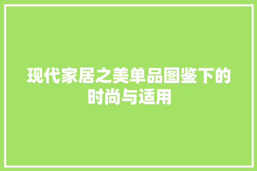 现代家居之美单品图鉴下的时尚与适用