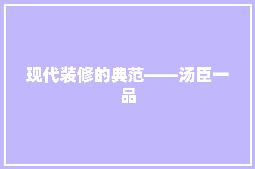 现代装修的典范——汤臣一品