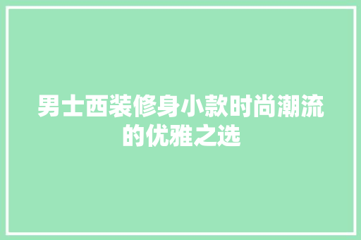 男士西装修身小款时尚潮流的优雅之选