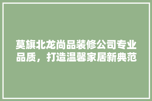 莫旗北龙尚品装修公司专业品质，打造温馨家居新典范