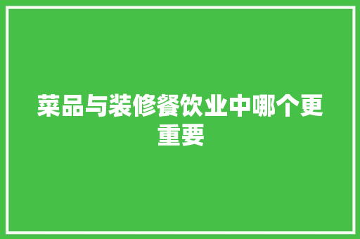 菜品与装修餐饮业中哪个更重要