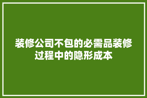 装修公司不包的必需品装修过程中的隐形成本