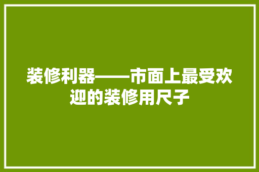 装修利器——市面上最受欢迎的装修用尺子