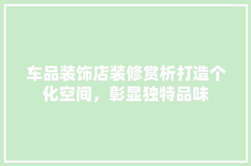 车品装饰店装修赏析打造个化空间，彰显独特品味
