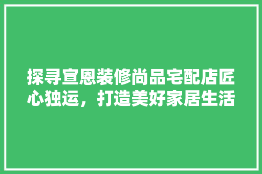 探寻宣恩装修尚品宅配店匠心独运，打造美好家居生活
