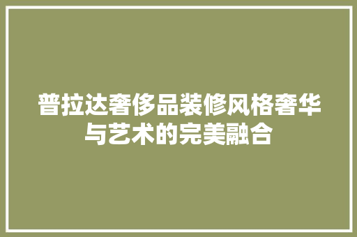 普拉达奢侈品装修风格奢华与艺术的完美融合