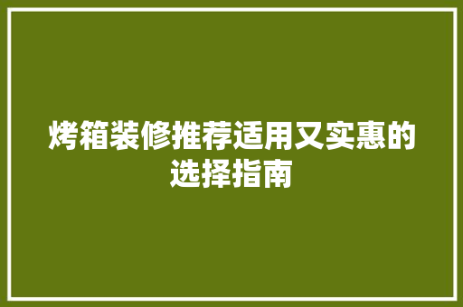 烤箱装修推荐适用又实惠的选择指南
