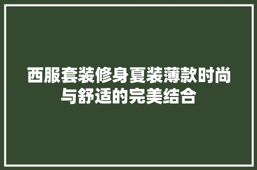 西服套装修身夏装薄款时尚与舒适的完美结合