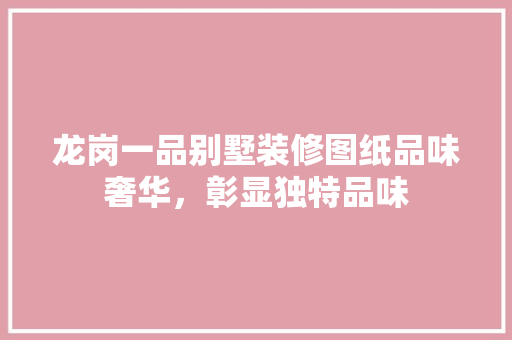 龙岗一品别墅装修图纸品味奢华，彰显独特品味