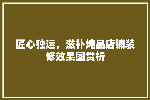 匠心独运，滋补炖品店铺装修效果图赏析