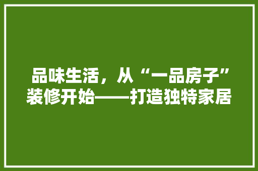 品味生活，从“一品房子”装修开始——打造独特家居风格的艺术之旅