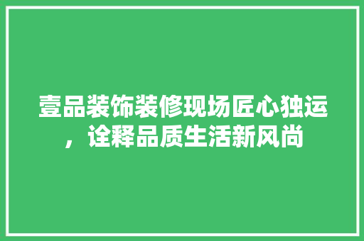 壹品装饰装修现场匠心独运，诠释品质生活新风尚