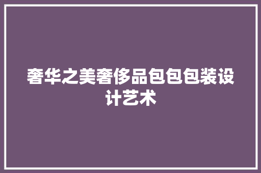 奢华之美奢侈品包包包装设计艺术