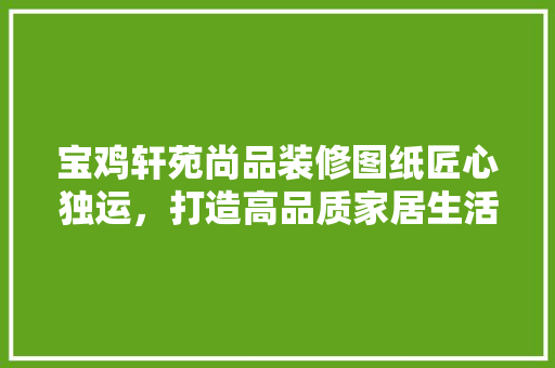 宝鸡轩苑尚品装修图纸匠心独运，打造高品质家居生活
