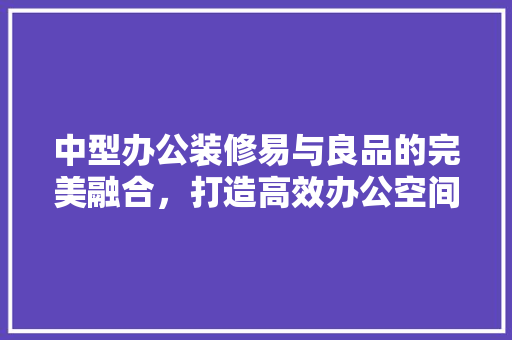 中型办公装修易与良品的完美融合，打造高效办公空间