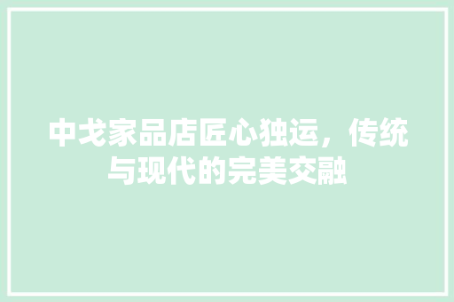 中戈家品店匠心独运，传统与现代的完美交融
