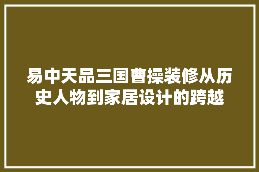 易中天品三国曹操装修从历史人物到家居设计的跨越