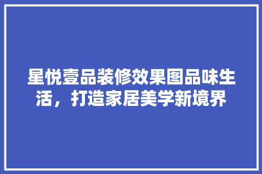 星悦壹品装修效果图品味生活，打造家居美学新境界