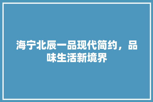 海宁北辰一品现代简约，品味生活新境界