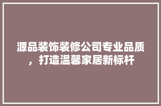 源品装饰装修公司专业品质，打造温馨家居新标杆