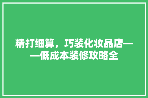 精打细算，巧装化妆品店——低成本装修攻略全