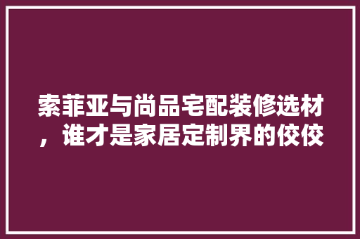 索菲亚与尚品宅配装修选材，谁才是家居定制界的佼佼者