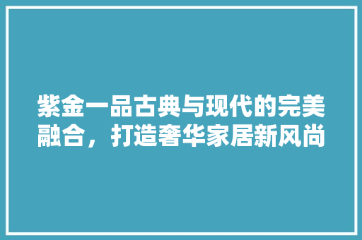 紫金一品古典与现代的完美融合，打造奢华家居新风尚