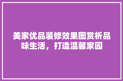 美家优品装修效果图赏析品味生活，打造温馨家园