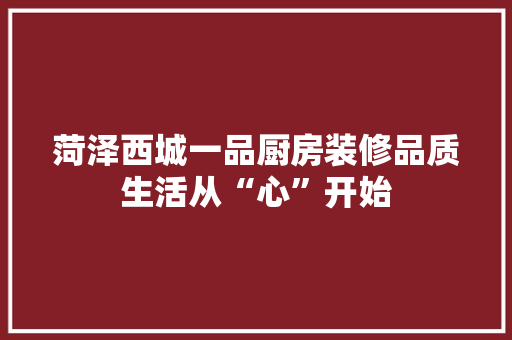 菏泽西城一品厨房装修品质生活从“心”开始
