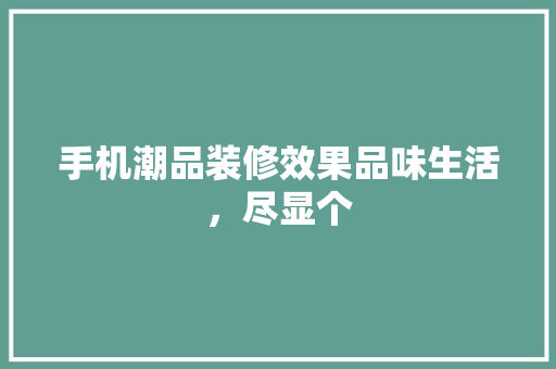 手机潮品装修效果品味生活，尽显个