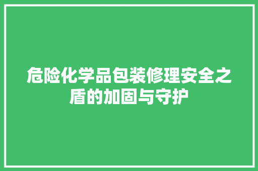 危险化学品包装修理安全之盾的加固与守护