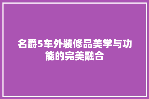 名爵5车外装修品美学与功能的完美融合