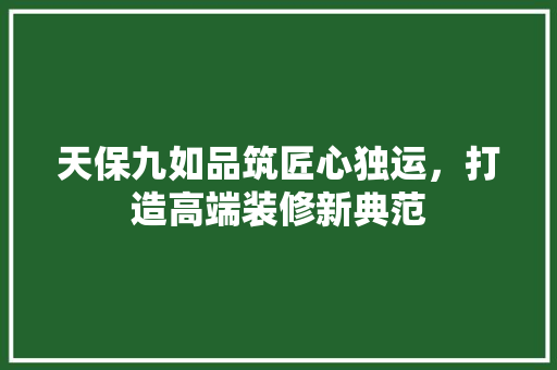 天保九如品筑匠心独运，打造高端装修新典范