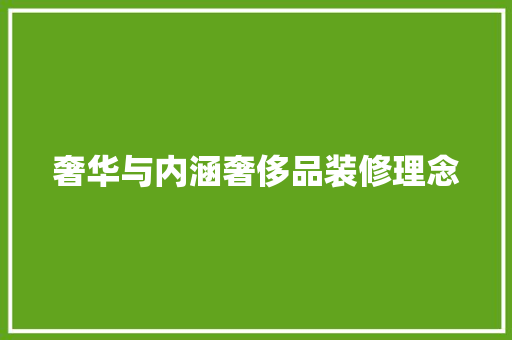 奢华与内涵奢侈品装修理念