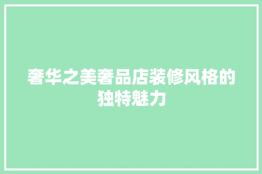 奢华之美奢品店装修风格的独特魅力
