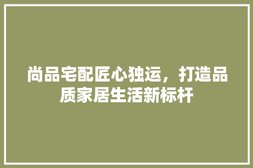 尚品宅配匠心独运，打造品质家居生活新标杆