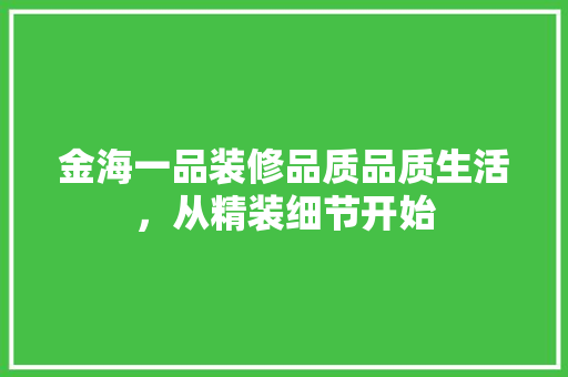 金海一品装修品质品质生活，从精装细节开始