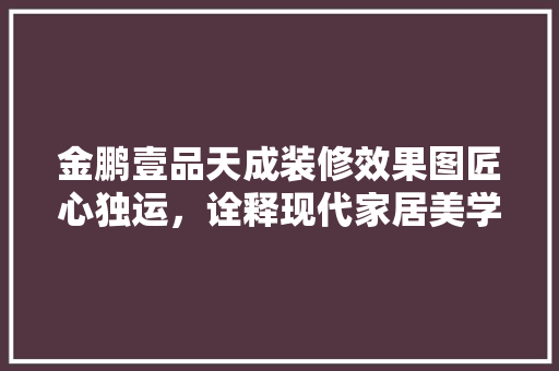 金鹏壹品天成装修效果图匠心独运，诠释现代家居美学