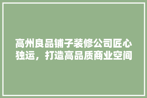 高州良品铺子装修公司匠心独运，打造高品质商业空间